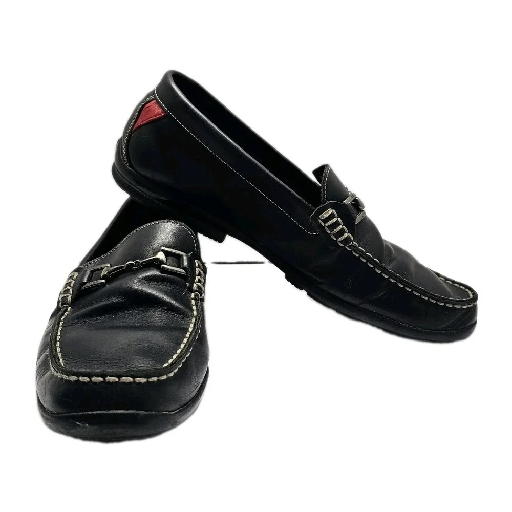FootJoy Men's 10 M Black Club Casual Leather Bit Loafers Slip On Driving Shoes